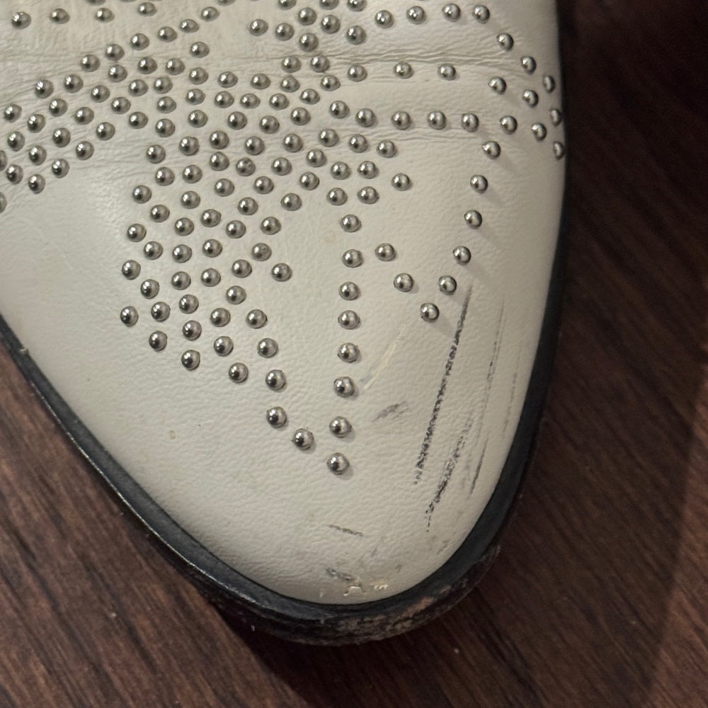 Chloe Women’s Off White Studded Ankle Boots Size 40.5/10.5