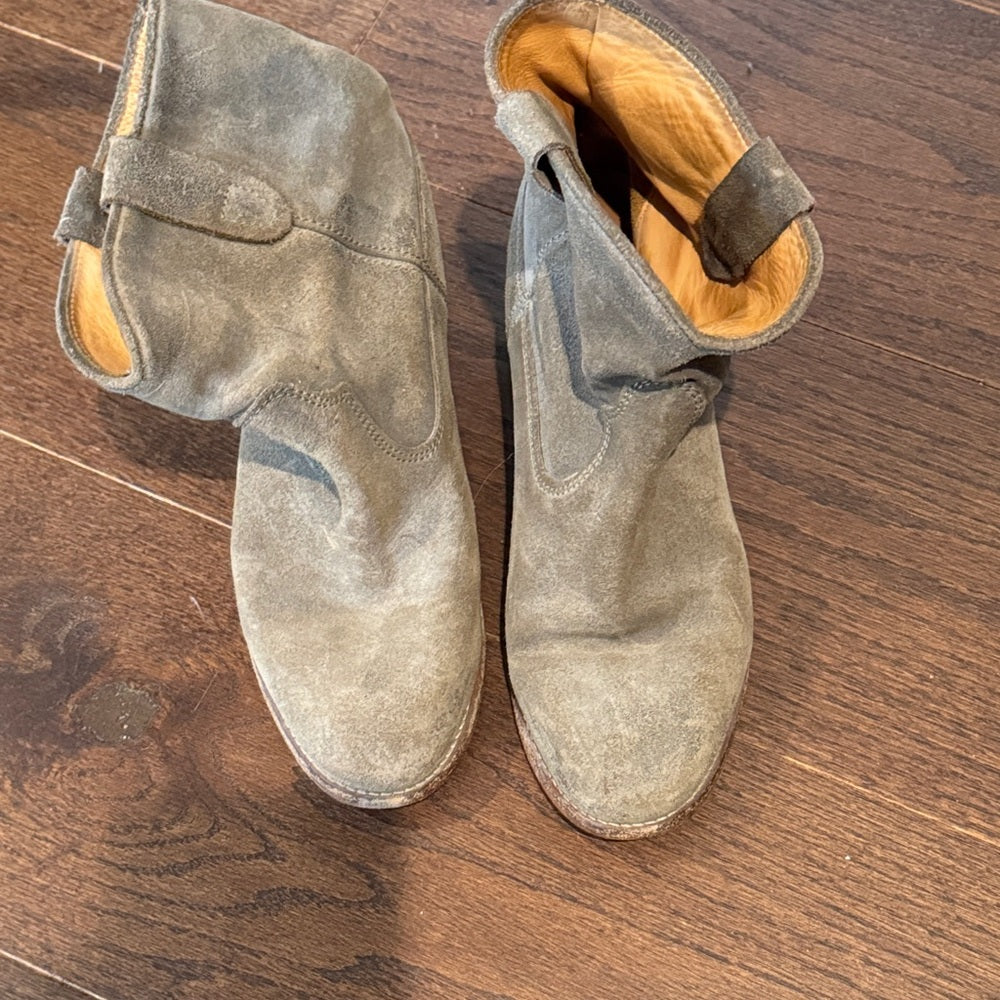 Isabel Marant Distressed Taupe Leather/Suede Western Boots Size 40/10