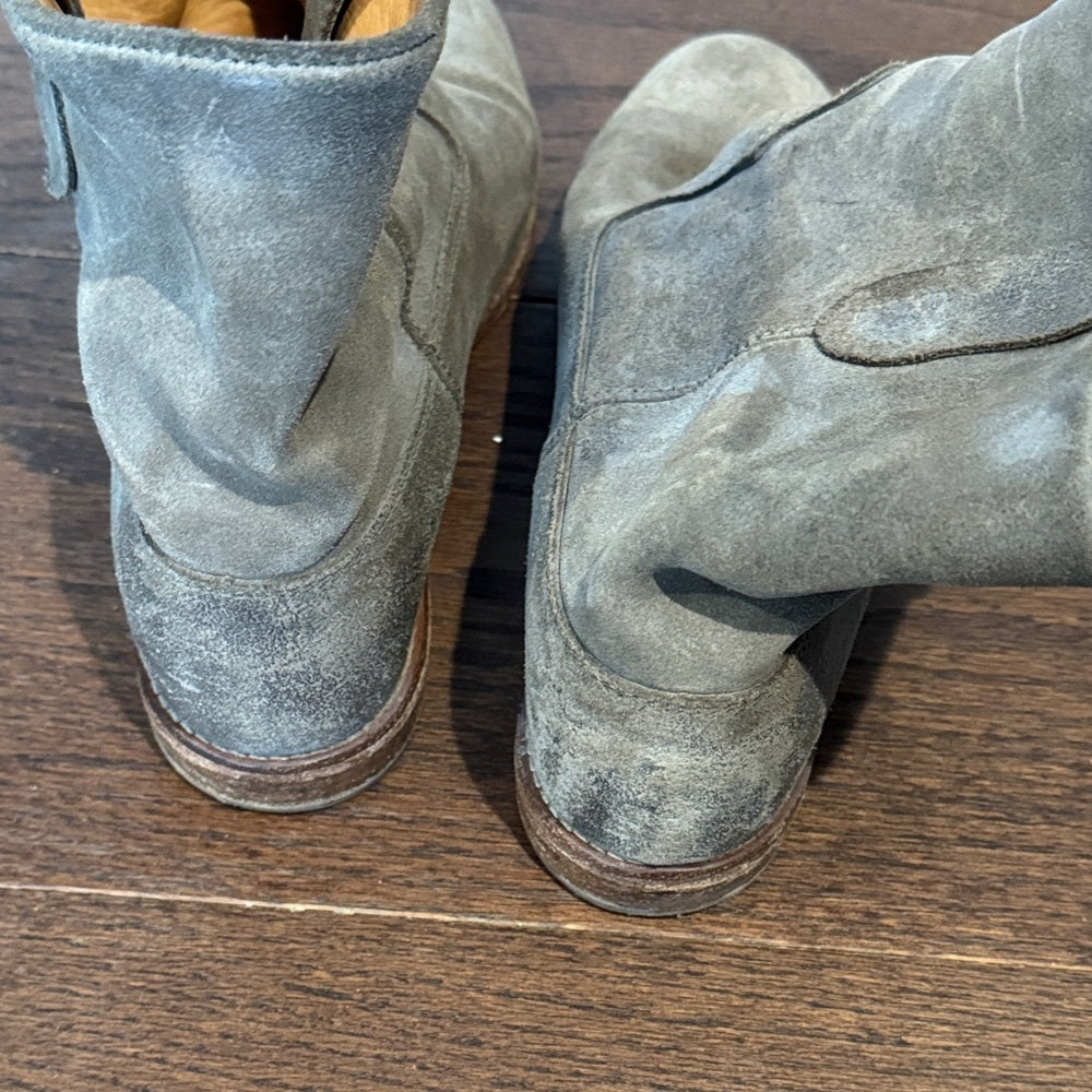 Isabel Marant Distressed Taupe Leather/Suede Western Boots Size 40/10