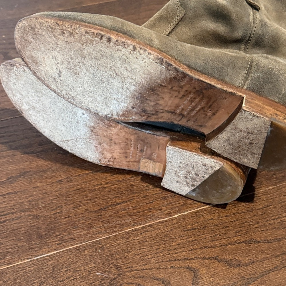 Isabel Marant Distressed Taupe Leather/Suede Western Boots Size 40/10
