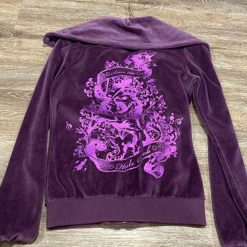 Hali Bob Purple Velvet Zip-Up - XS