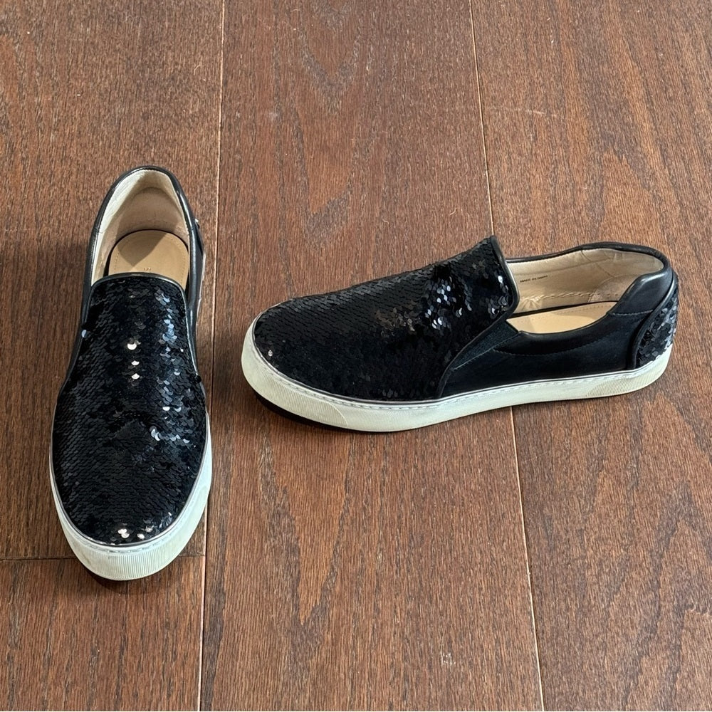 Stuart Weitzman Women’s Black Sequin Slip on Sneakers Size 9