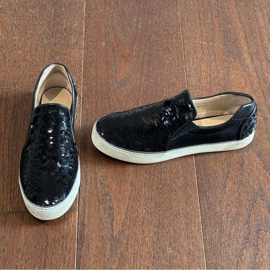 Stuart Weitzman Women’s Black Sequin Slip on Sneakers Size 9