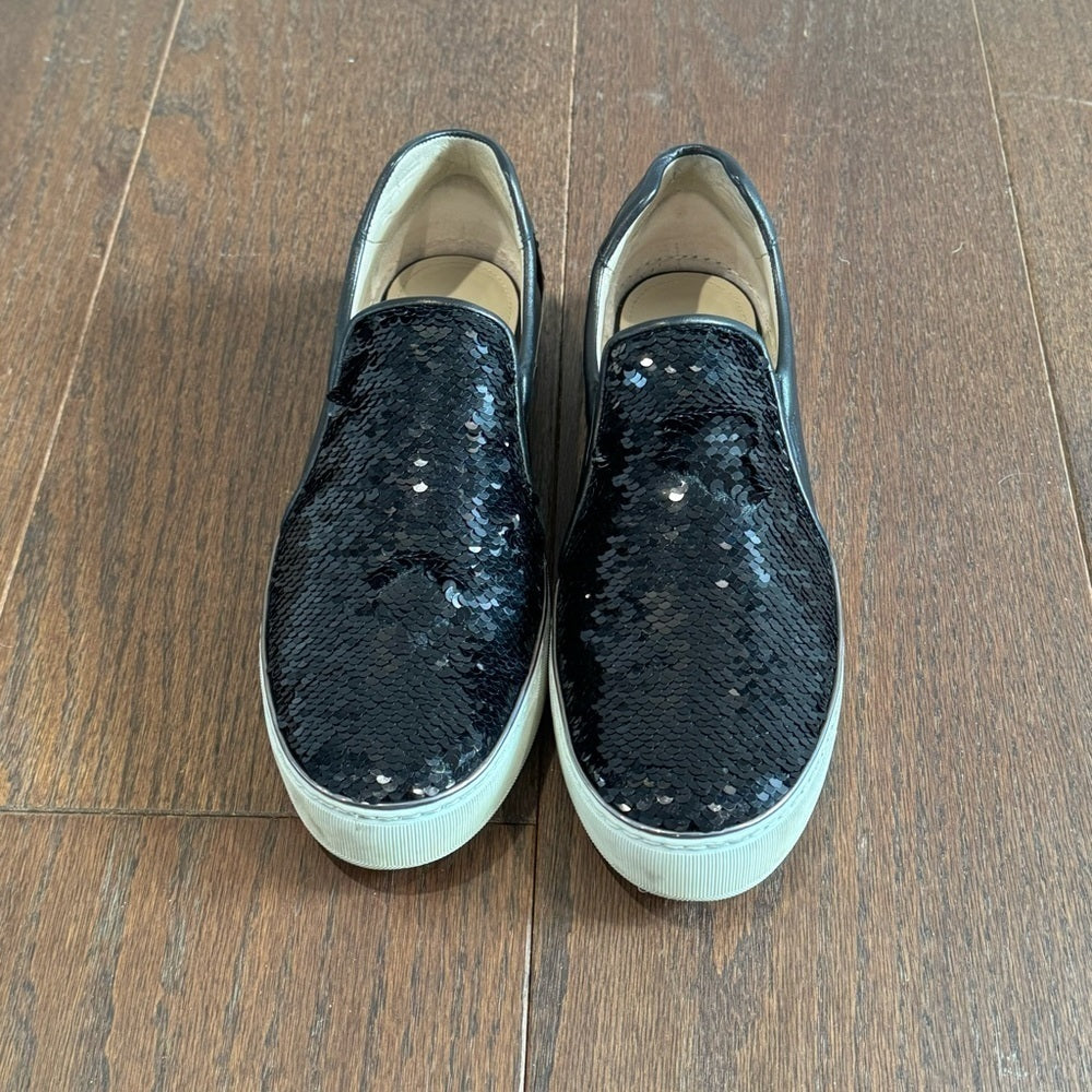 Stuart Weitzman Women’s Black Sequin Slip on Sneakers Size 9