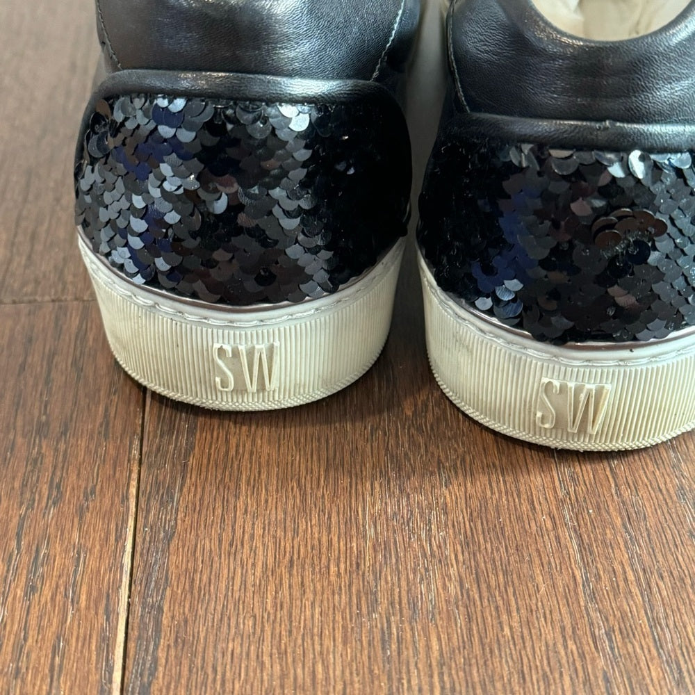 Stuart Weitzman Women’s Black Sequin Slip on Sneakers Size 9