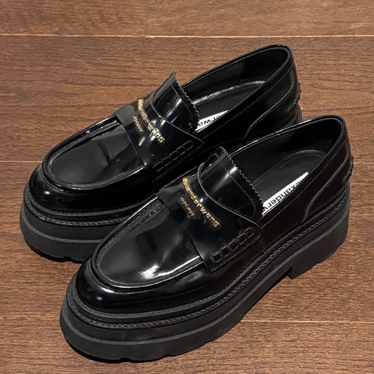 Alexander Wang Carter Leather Black Platform Loafers Size 41/11