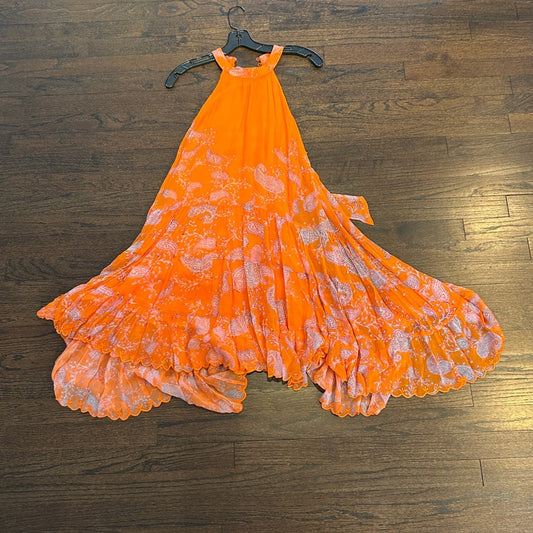 NWT Hemant & Nandita Women’s Bright Orange Dress with Floral Accents Size Medium