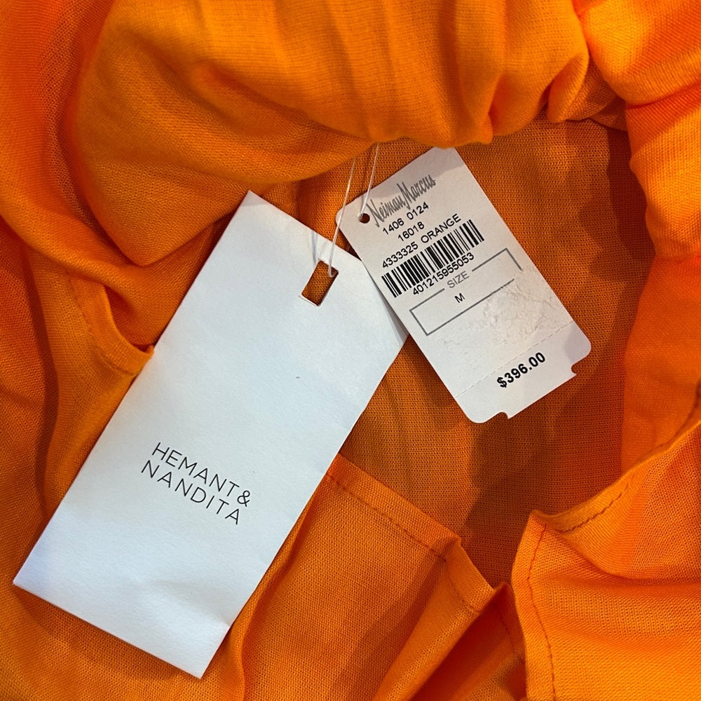 NWT Hemant & Nandita Women’s Bright Orange Dress with Floral Accents Size Medium