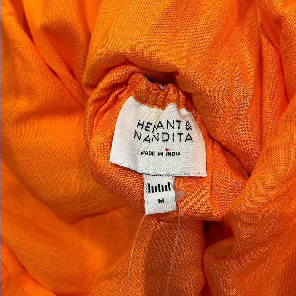 NWT Hemant & Nandita Women’s Bright Orange Dress with Floral Accents Size Medium