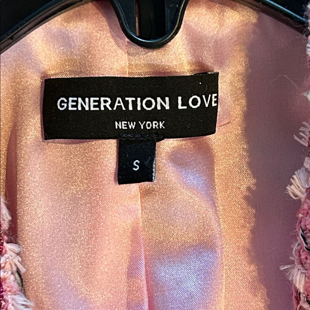Generation Love Women’s Pink Tweed Blazer Coat Size Small