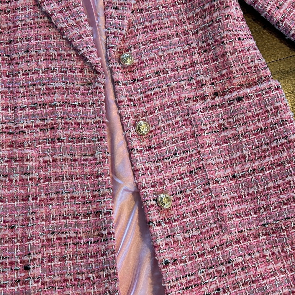 Generation Love Women’s Pink Tweed Blazer Coat Size Small