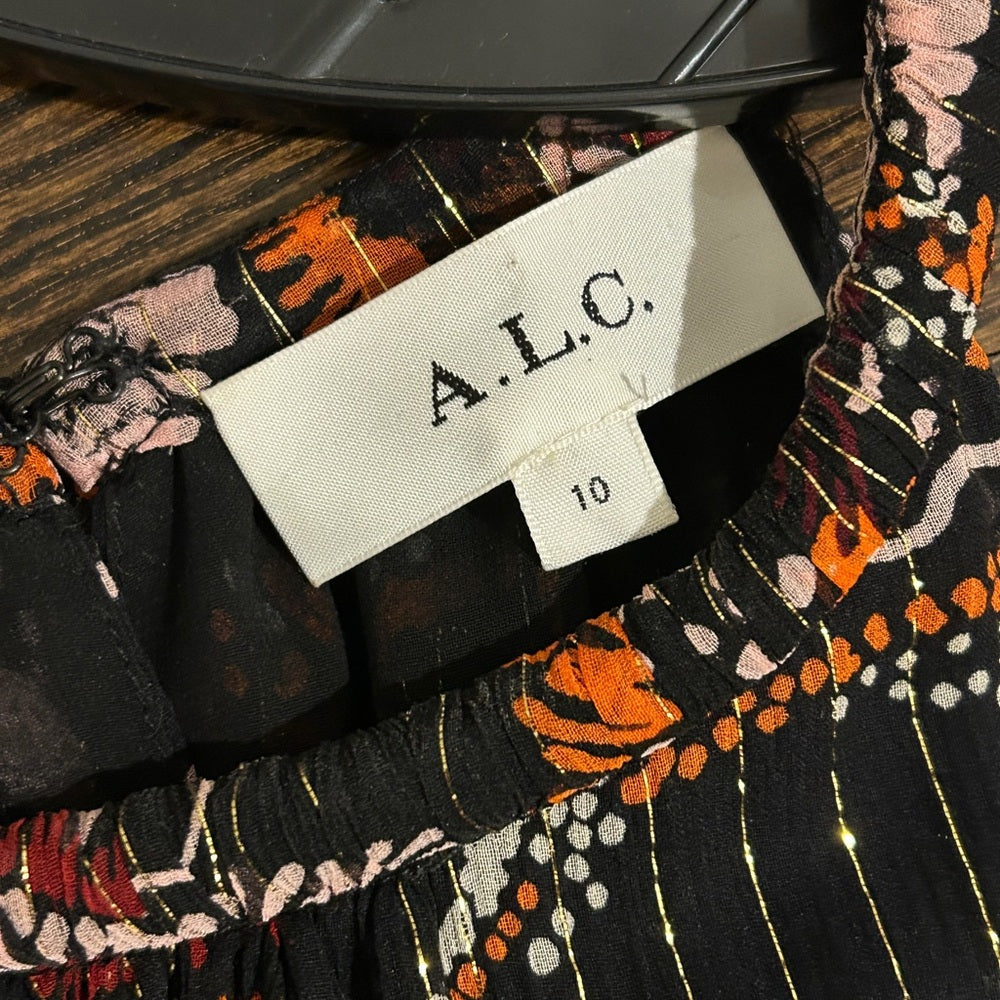 A.L.C. Women’s Floral Maxi Dress with Ruffle Hem Size 10