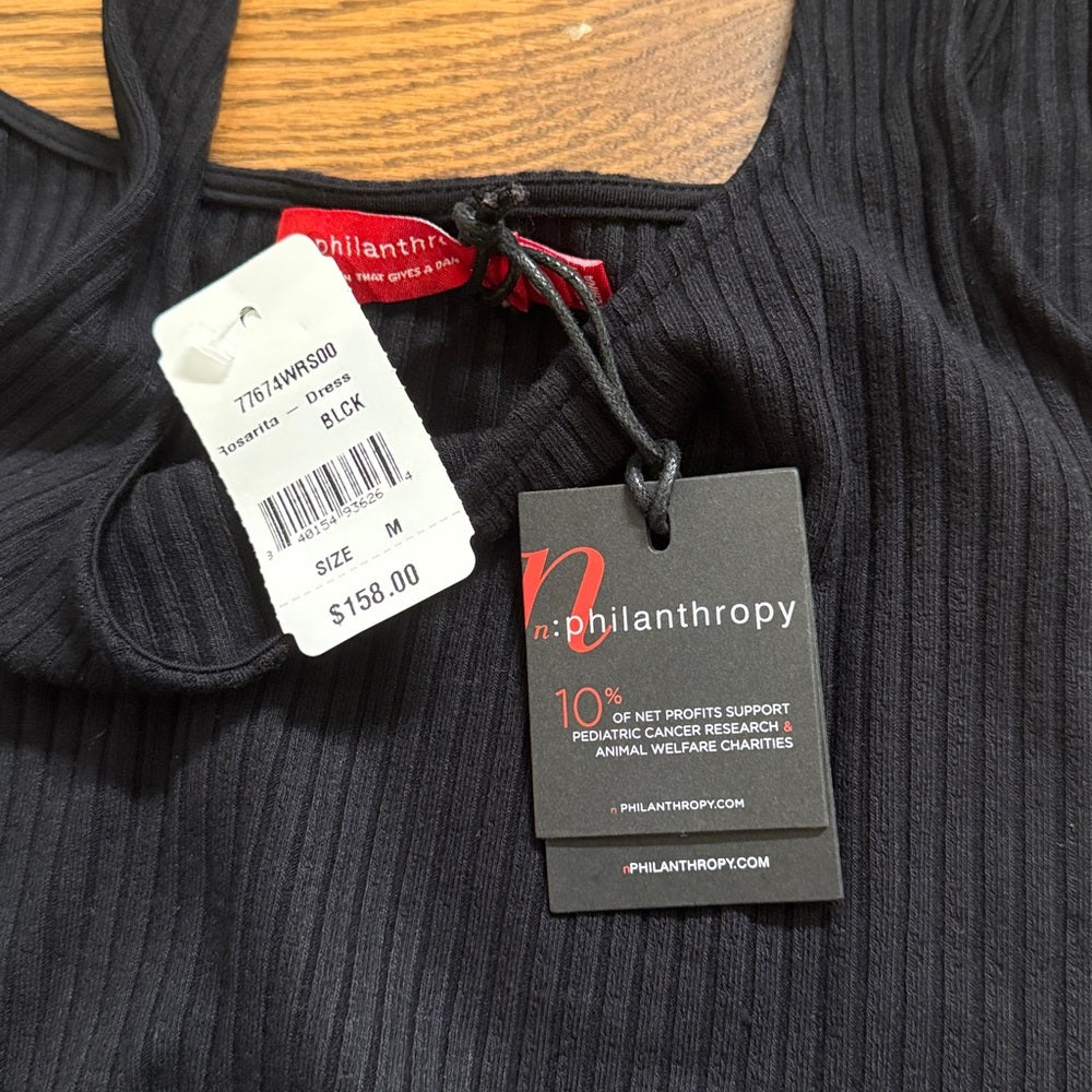 NWT n:PHILANTHROPY Black Midi Dress Size Medium