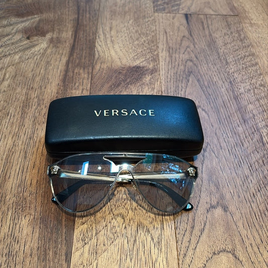 Versace Woman’s Light Grey Gold Mirrored Sunglasses