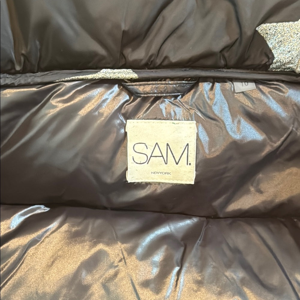 SAM. Black and Silver Star Kids Hoods Puffer Jacket Size 10