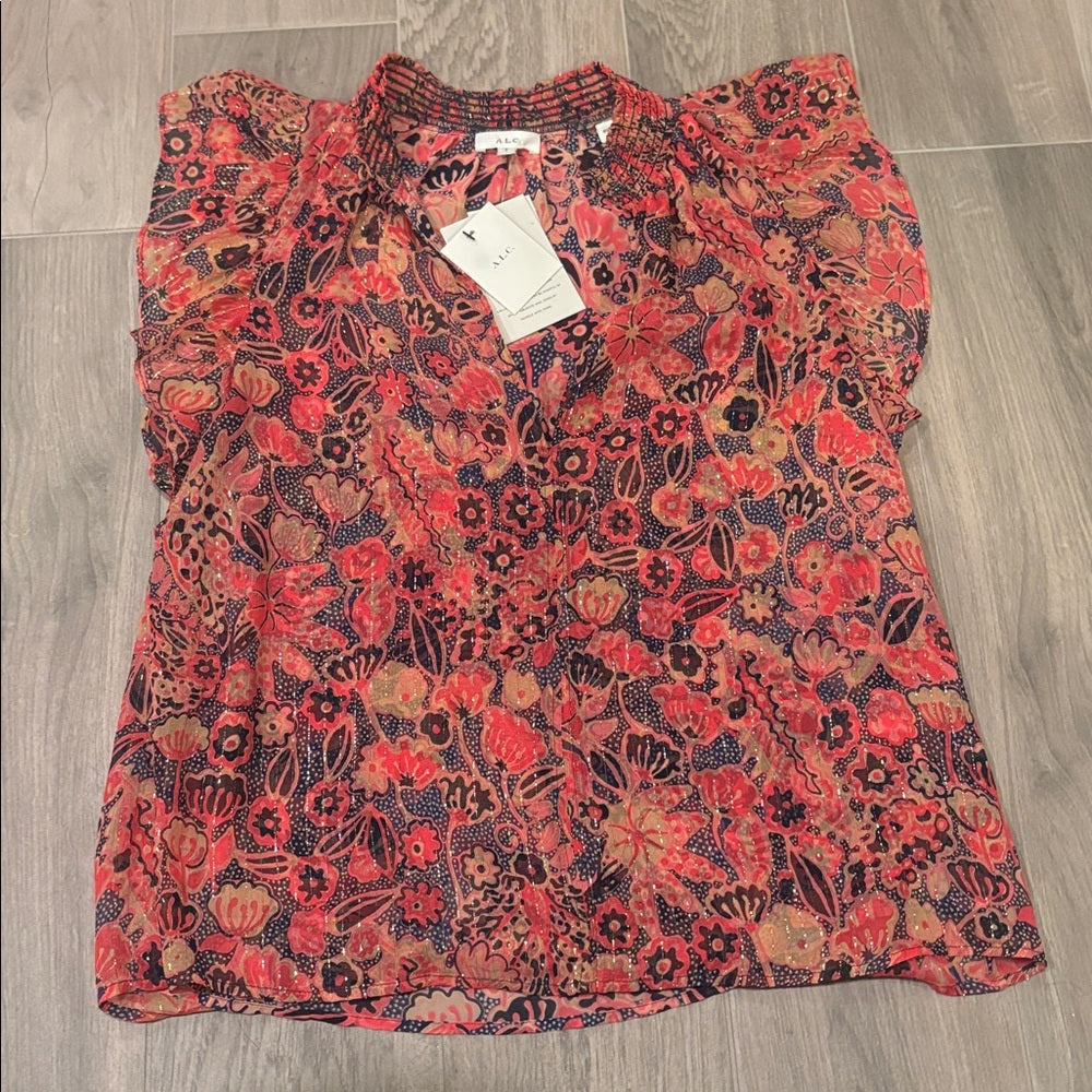 NWT A.L.C. Women’s Pink Flower Blouse Size 0