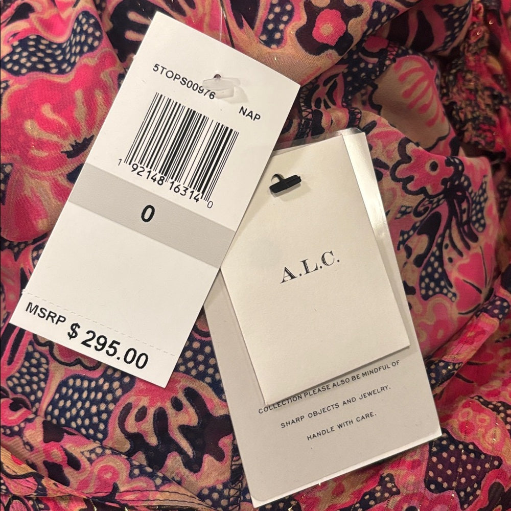 NWT A.L.C. Women’s Pink Flower Blouse Size 0