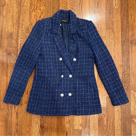 Generation Love Women's Blue Tweed Jacket Size Medium