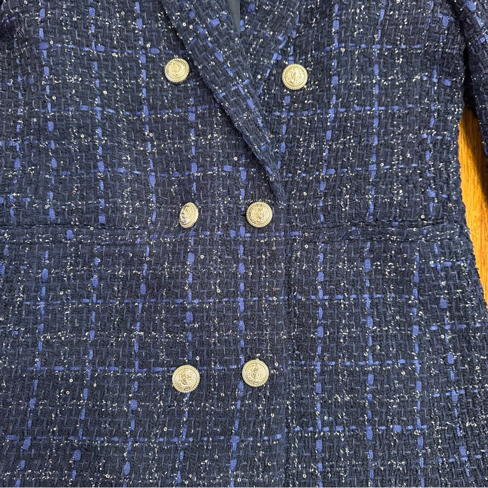 Generation Love Women's Blue Tweed Jacket Size Medium