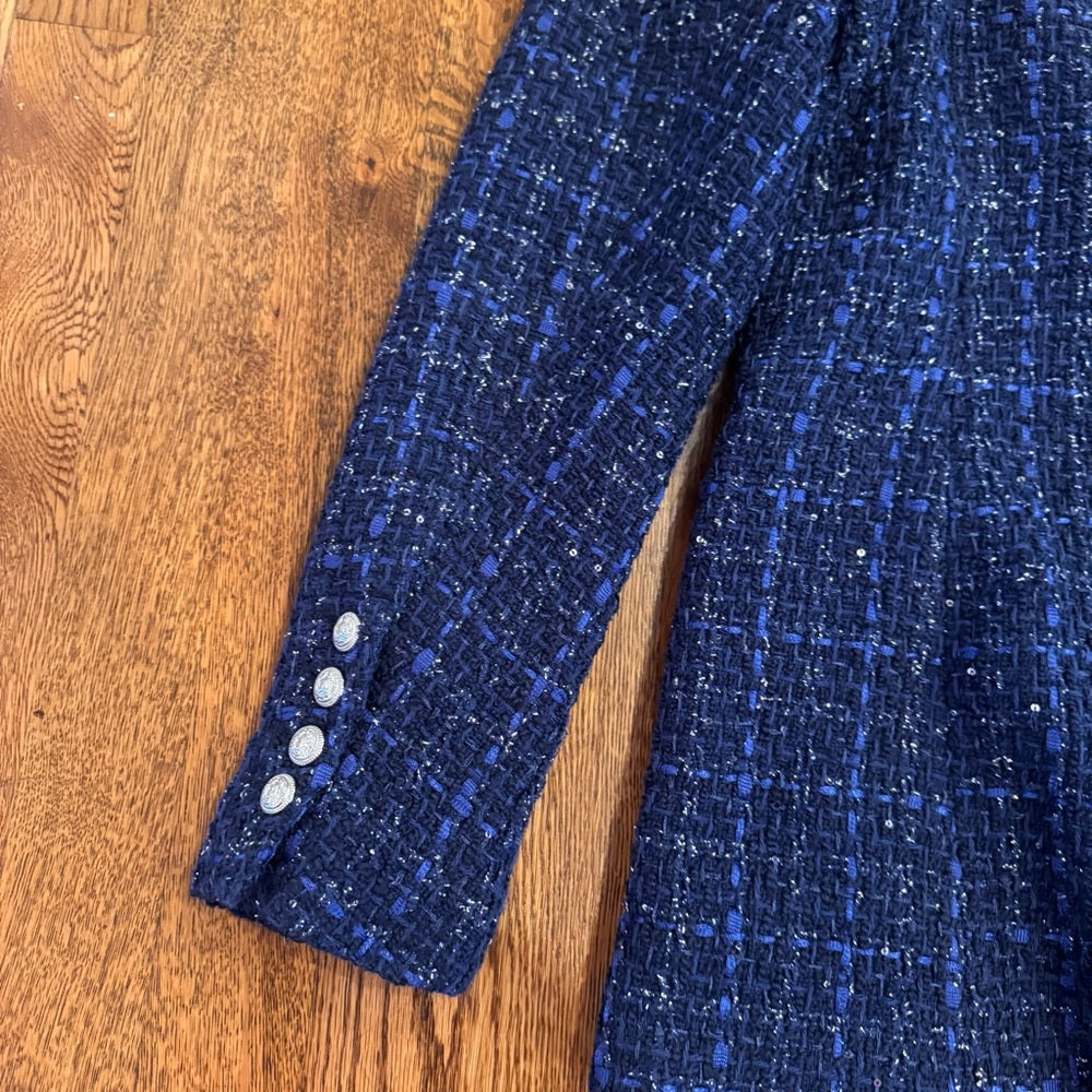Generation Love Women's Blue Tweed Jacket Size Medium