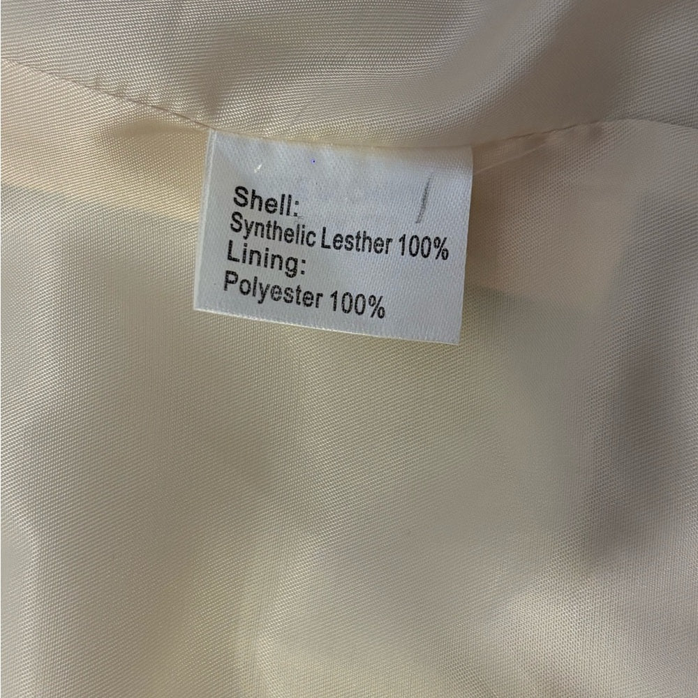 NWT Women's Cream Leather Jacket Size S