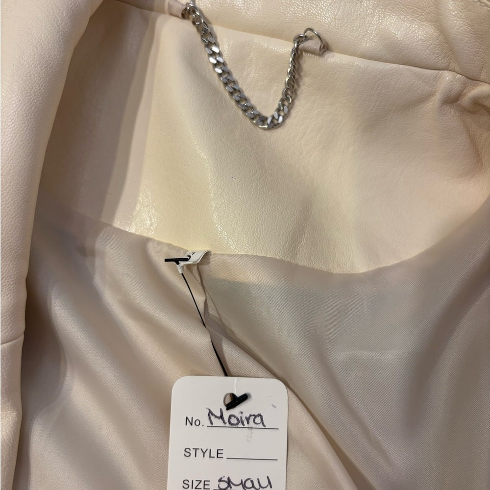 NWT Women's Cream Leather Jacket Size S