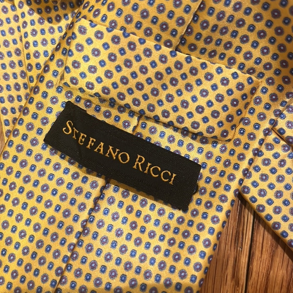 Stefano Ricci Men’s Yellow Printed Silk Tie