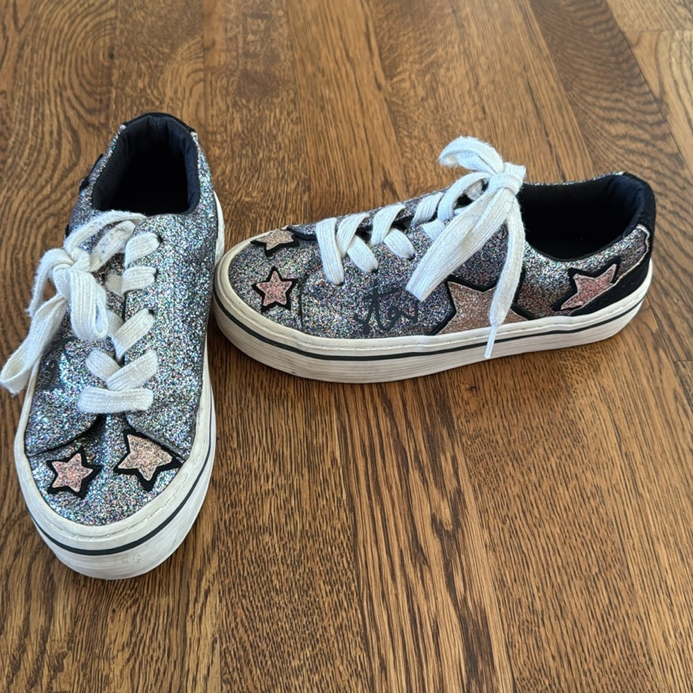 Zara Kid’s Sparkly Silver Shoes with Star Design Size 31