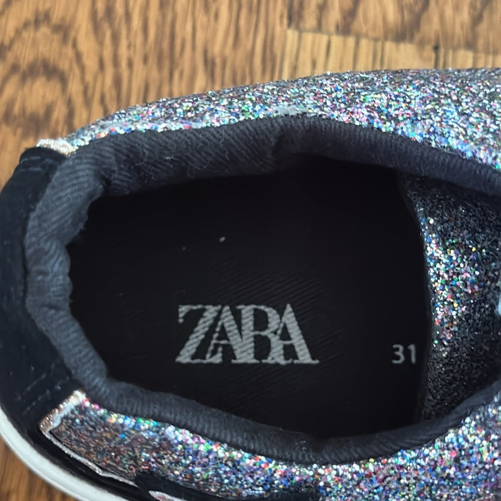 Zara Kid’s Sparkly Silver Shoes with Star Design Size 31