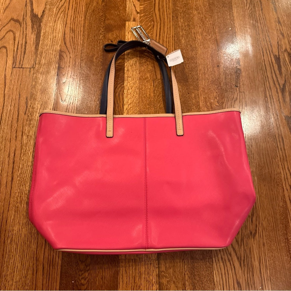 NWT Coach Pink Tote with Tan Details