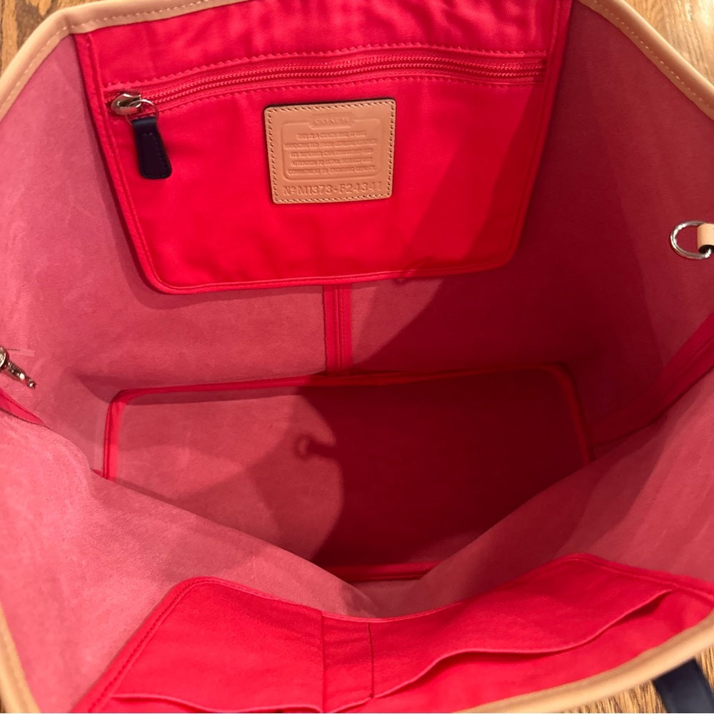 NWT Coach Pink Tote with Tan Details