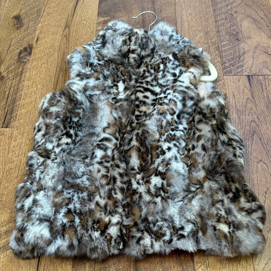Adrienne Landau Girl’s Animal Print Fur Vest Size 6/8
