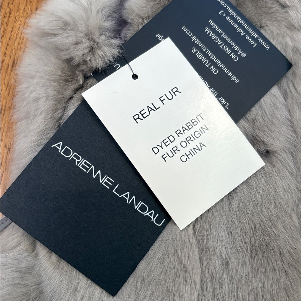 NWT Adrienne Landau Girl’s Grey Real Fur Vest Size 6/8