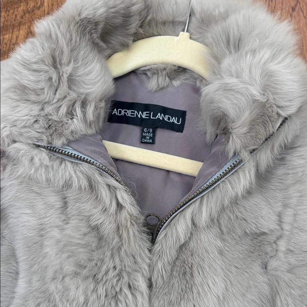 NWT Adrienne Landau Girl’s Grey Real Fur Vest Size 6/8