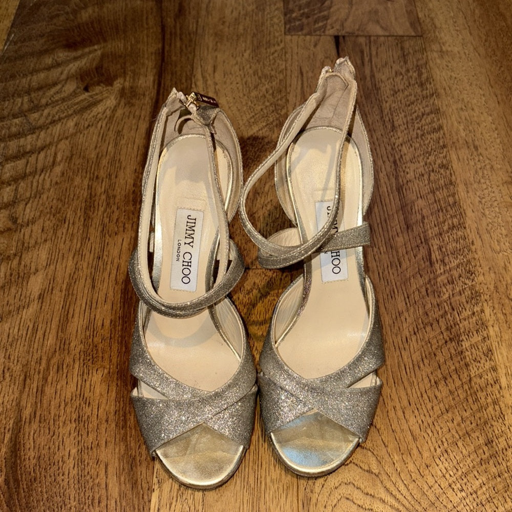 Jimmy Choo Woman’s Silver Heels Size 36.5