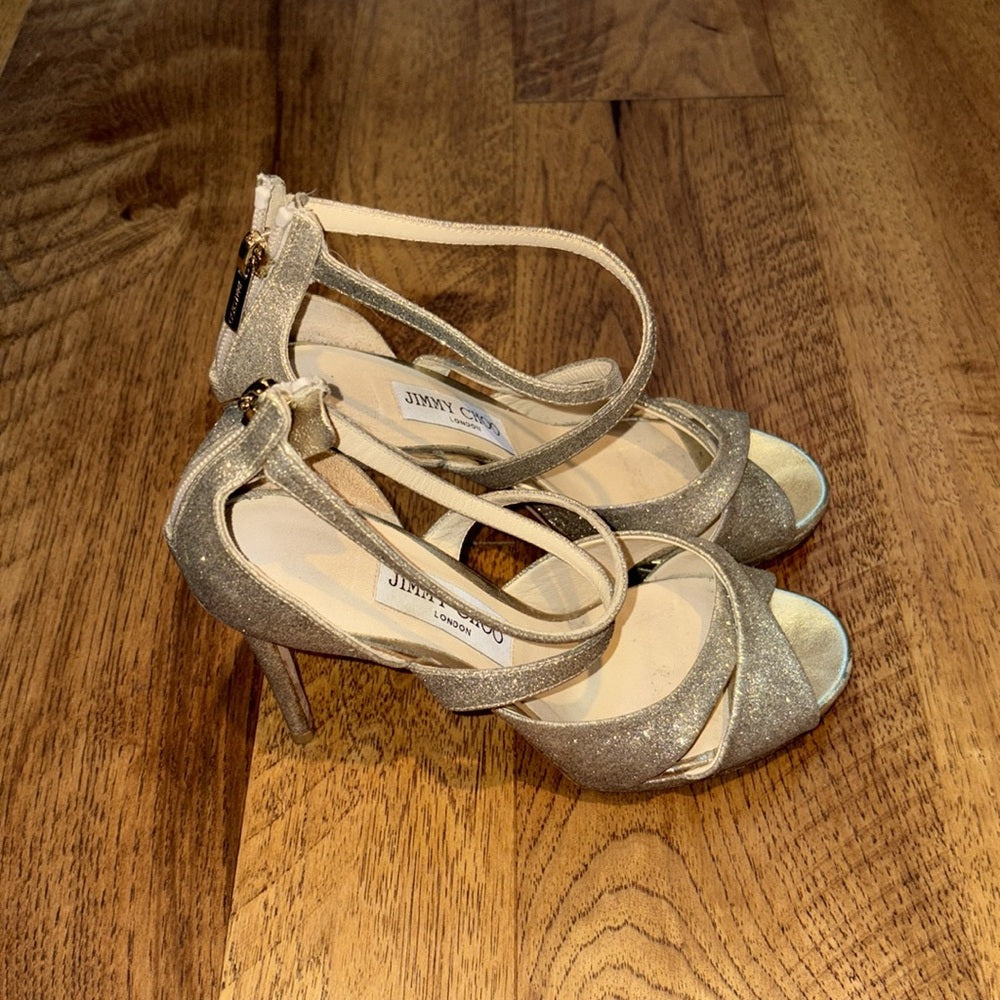 Jimmy Choo Woman’s Silver Heels Size 36.5