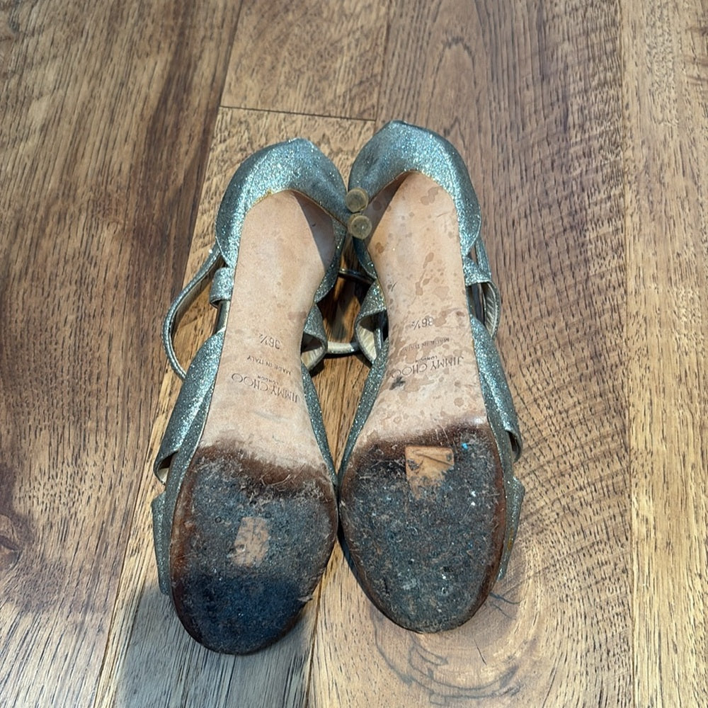 Jimmy Choo Woman’s Silver Heels Size 36.5
