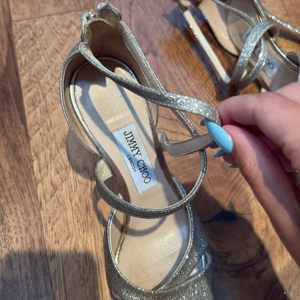 Jimmy Choo Woman’s Silver Heels Size 36.5