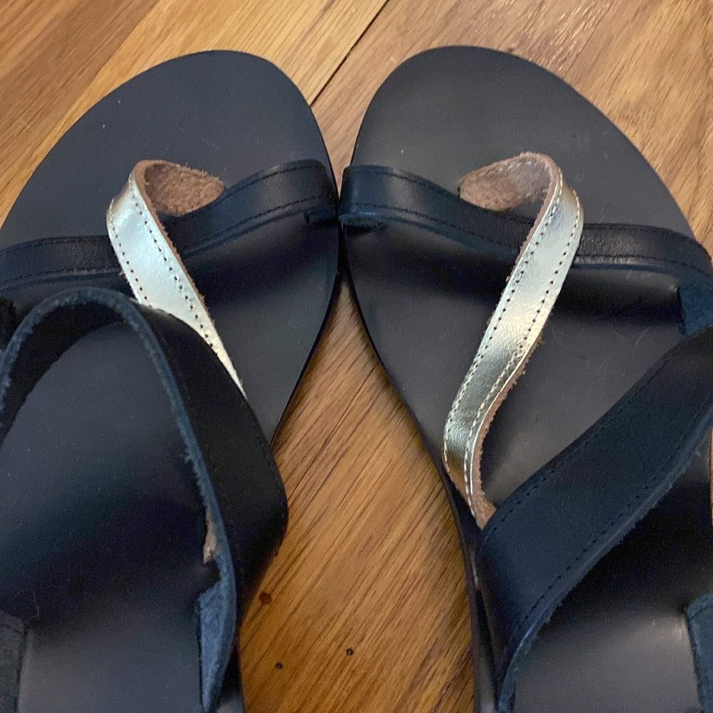 Ancient Greek Sandals Women’s Black and Gold Sandals Size 38