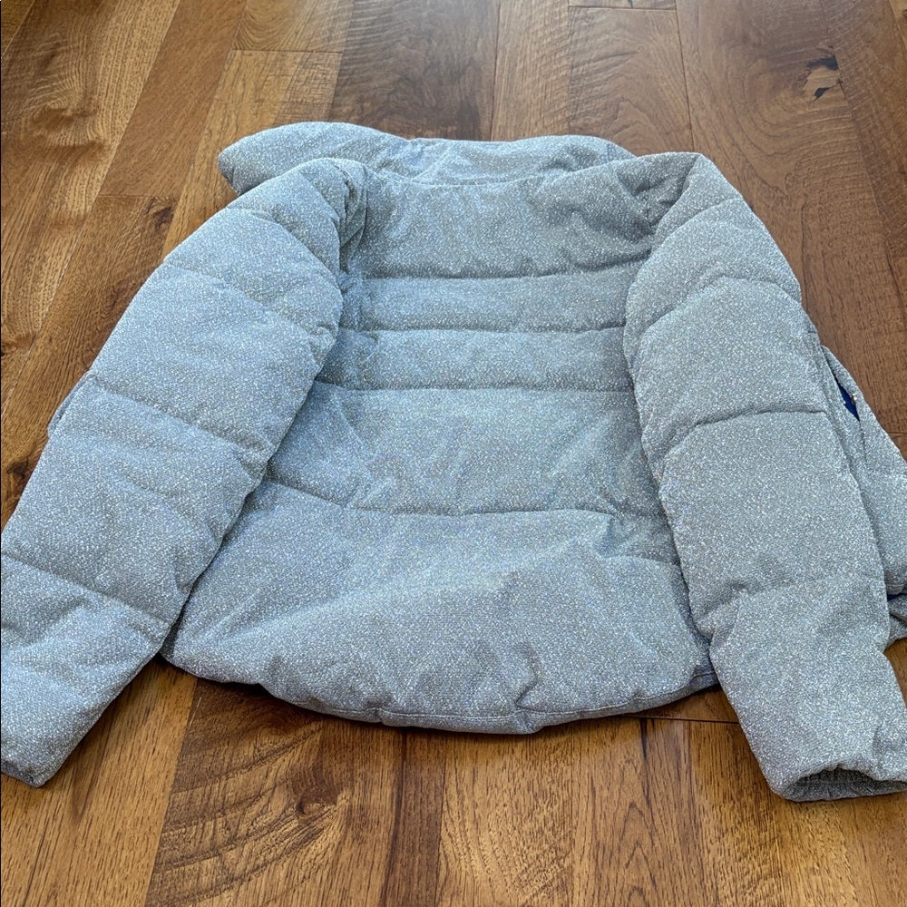 Pinko Woman’s Silver Sparkle Puffer Size US 2