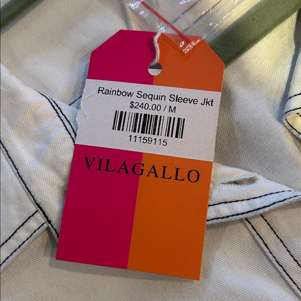 NWT Vilagallo Women’s Rainbow Sequin Sleeve Jacket Size Medium