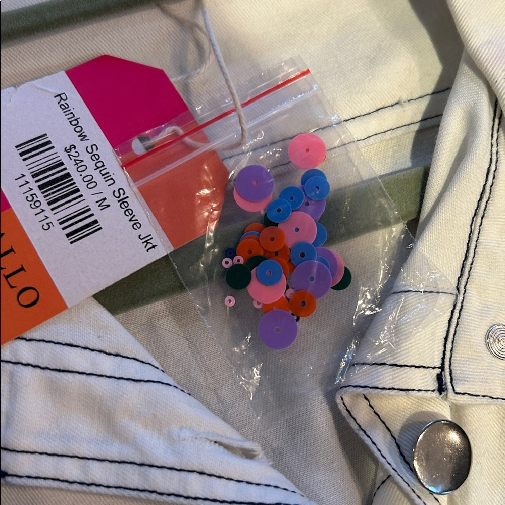 NWT Vilagallo Women’s Rainbow Sequin Sleeve Jacket Size Medium
