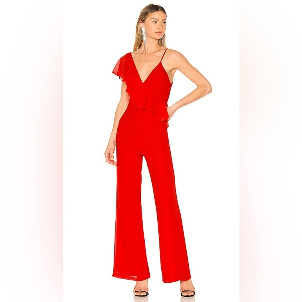 LPA Woman’s Ruffle Red Jumpsuit Size S