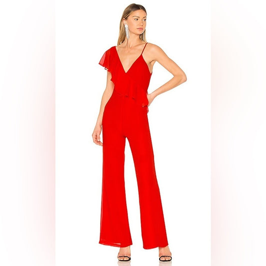 LPA Woman’s Ruffle Red Jumpsuit Size S