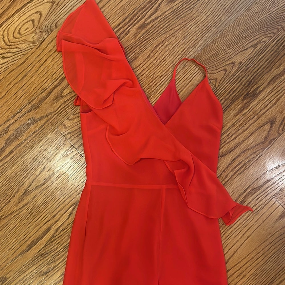 LPA Woman’s Ruffle Red Jumpsuit Size S