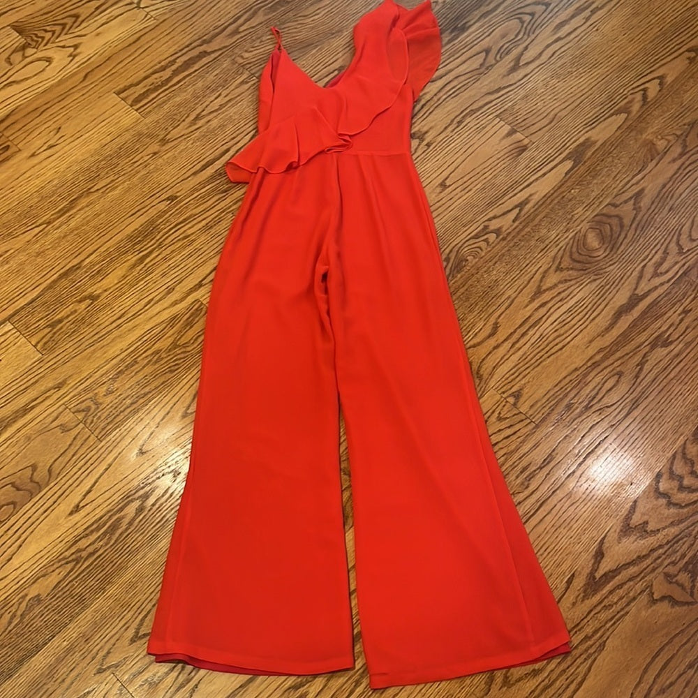 LPA Woman’s Ruffle Red Jumpsuit Size S