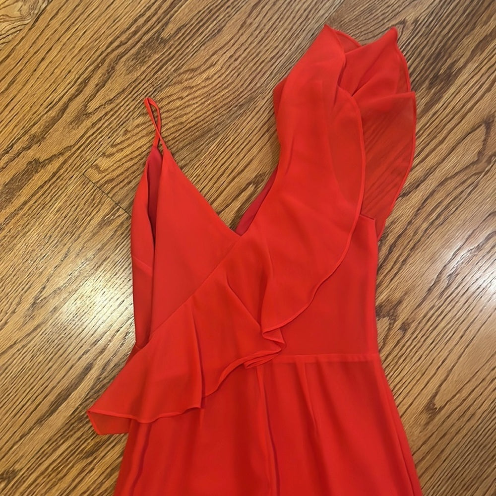 LPA Woman’s Ruffle Red Jumpsuit Size S