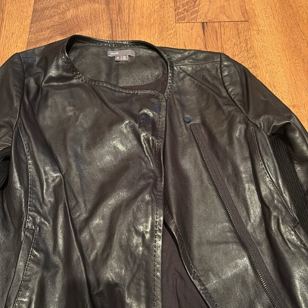 Vince Woman’s Black Leather Jacket Size S