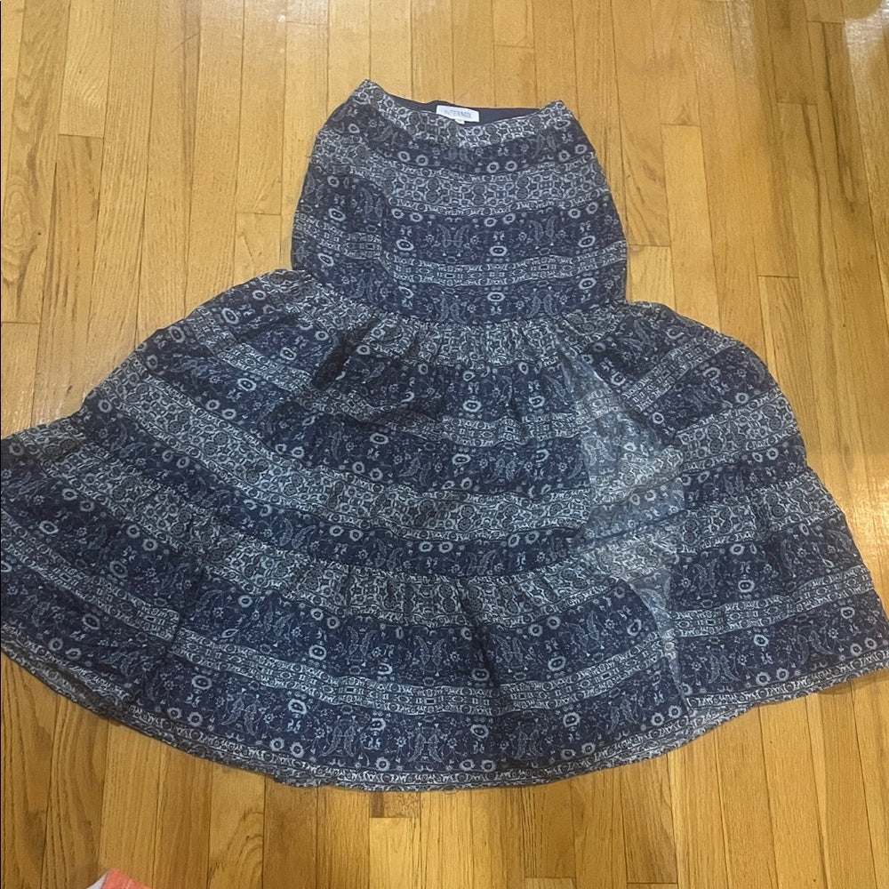 NWT INTERMIX Dark Blue Patterned A-Line Skirt Size 2