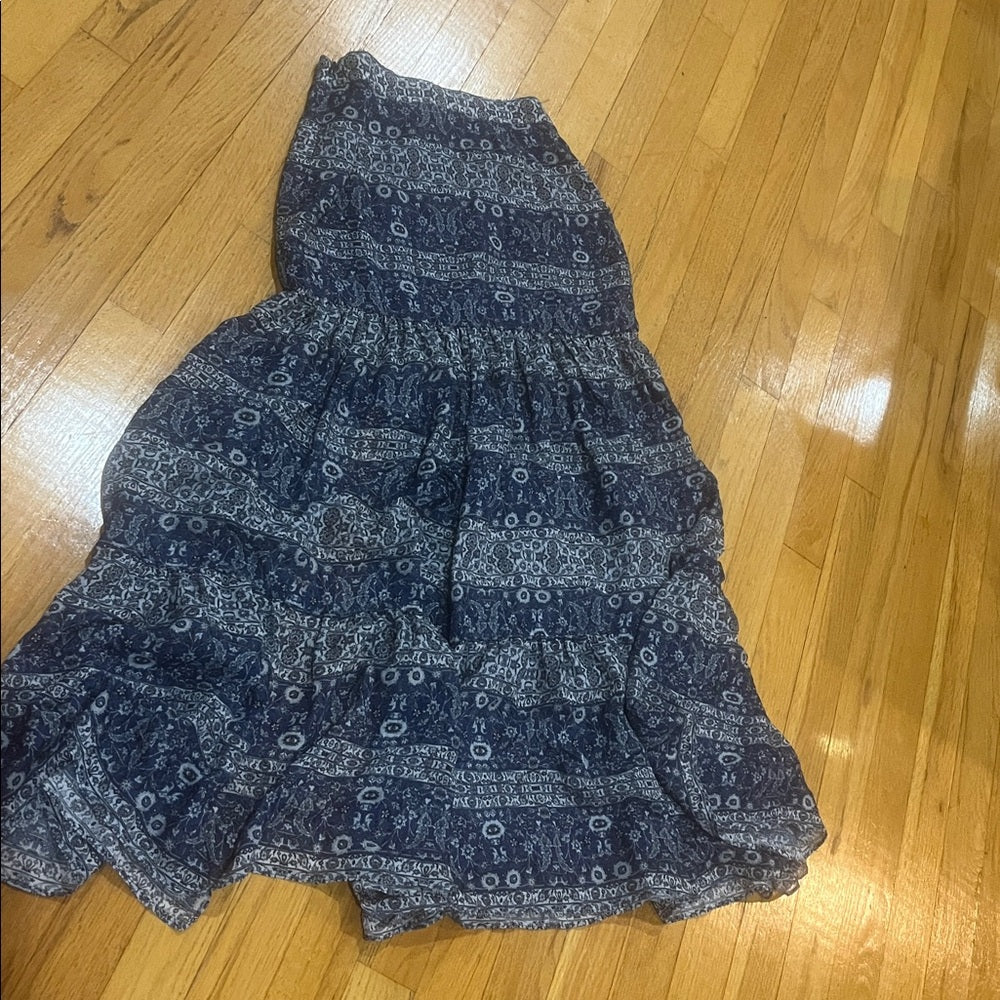 NWT INTERMIX Dark Blue Patterned A-Line Skirt Size 2
